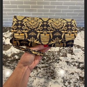 Honey bee + lavender accordion cottagecore clutch wallet